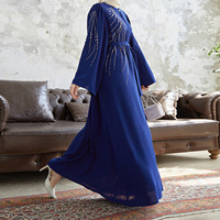 Robe de soirée Abaya pour femmes, style moyen-oriental, Dubaï, arabe, musulmane, couleur unie, rayée, perlée, robe longue, robe maxi, robe de l'Aïd