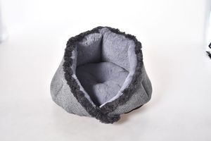 Gemütliches Haustier bett mit Kunstleder Plüsch Bunny Stoff Dekorative Fransen Design für Innen ruhe Verwendung für Katzen und kleine Hunde - Product Image 5