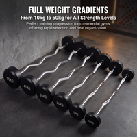 Barre de musculation EZ Curl à poids fixe, recouverte de caoutchouc, sans assemblage requis, pour la force des bras et l'entraînement en salle de sport