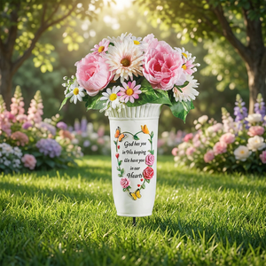 Vase funéraire en résine avec piques métalliques, ailes d'ange personnalisées, statue commémorative, cadeau pour les proches disparus, peint à la main, artistique, durable - Product Image 1