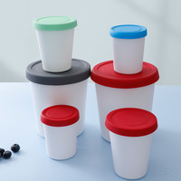 Contenants de stockage réutilisables en plastique pour crème glacée avec couvercles en silicone, résistants au congélateur, pour desserts, yaourts et aliments