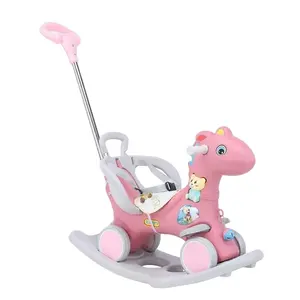 Çocuk plastik çok fonksiyonlu sallanan at ahşap at müzik sallanan sandalye ile binek oyuncaklar çift kullanımlı bebek arabası yürüteç