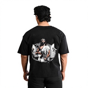 T-shirt pour homme en jersey de coton à coupe ample, col rond, manches courtes, impression graphique de haute qualité et épaules tombantes, streetwear, t-shirt personnalisé - Product Image 2