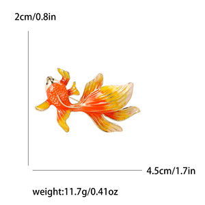 Broche Minimalista de Pez Dorado Esmaltado Estilo Chino Nuevo, Pin de Lujo Exclusivo con Diseño Animal, Accesorio de Ropa para Uso Diario - Product Image 5