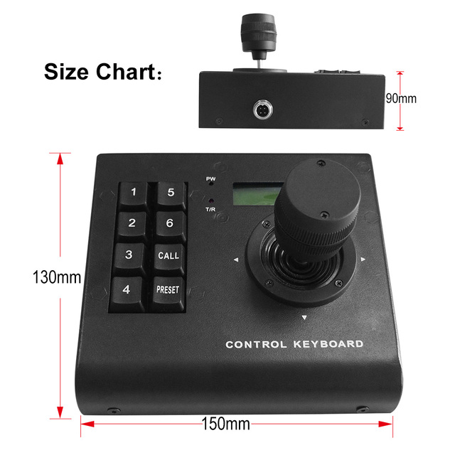 Rs485 3D Ptz Keyboard Controller Mini Joystick Keyboard for Speed Dome Camera Cctv Keyboard