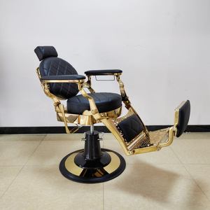 Sillón de Peluquería Hidráulico Reclinable de Aleación de Aluminio Dorado, Muebles de Peluquería Retro, Silla de Barbería para Salón de Belleza - Product Image 5