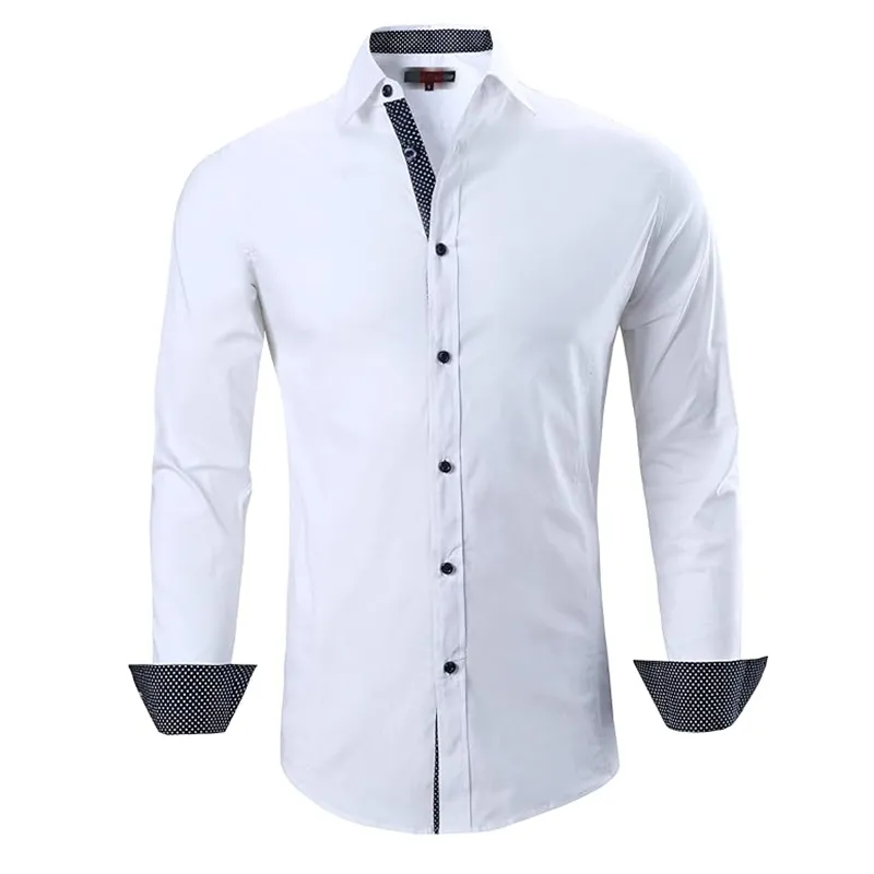 Commercio all'ingrosso di cotone 100% personalizzato Non ferro da uomo semplice Business formale camicia produttore con Logo