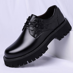 Zapatos Derby de Cuero para Hombre, Suela Gruesa, Tacón Bajo, Acolchados, Formales, para Boda, Casuales, de Vestir - Product Image 1