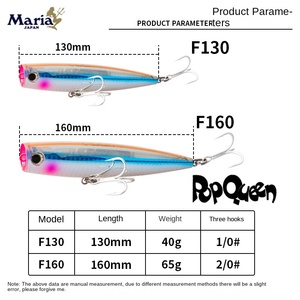 Japon <span class=keywords><strong>MARIA</strong></span> Crashes Water Waves Lie POPQUEEN Surface Golden Gun Stainless Steel Bait F160 Soaking Sound Sea Fishing LURE BAIT - Product Image 3
