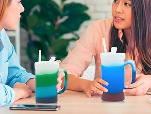 Grands gobelets en silicone sans BPA et de qualité alimentaire avec pailles et couvercles, verres à bière en silicone avec poignées, gobelets isothermes en silicone avec poignées - Product Image 6