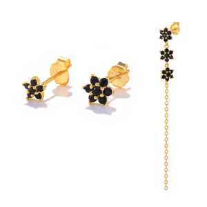 Boucles d'oreilles clous ROXI INS Style S925 en argent sterling, motif flocons de neige et fleurs, lot de 3, tendance et simples - Product Image 2