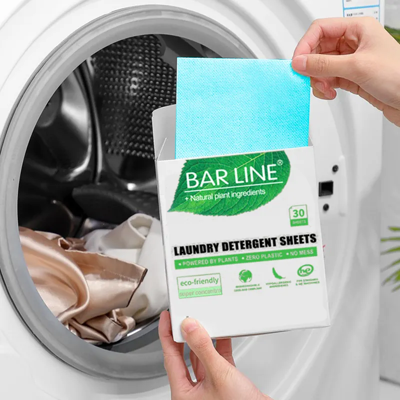 Eko-konsantre seyahat taşınabilir çamaşır deterjanı tabletler leke çıkarma ve koku tutma yıkama sayfaları kutulu ürün