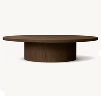 Table basse circulaire mobile en bois de style scandinave RH OEM, base sur pieds, design minimaliste moderne, mobilier de salon en chêne