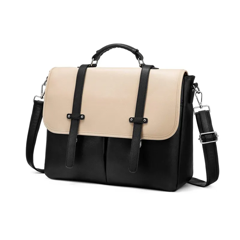 15.6 inch Briefcase Multi-Pocket Laptop Shoulder Work Bags Leather Business Bag Women Tote Messenger Crossbody Bag Briefcase
