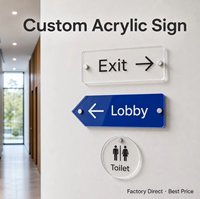 Panneau de signalisation directionnel en acrylique personnalisé, à fixer au mur, pour le signalisation des couloirs de bureau, logo en forme de flèche, impression UV, vente en gros