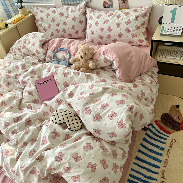 OEM ODM Kids Floral Printed Coverlet Washed Bedspread Quilted Bedding Set