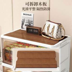 Boîte de rangement pliable rectangulaire à double porte, moulée par injection, 53 cm de large, empilable multicouche en plastique, capacité 35 L, charge 10 kg - Product Image 2