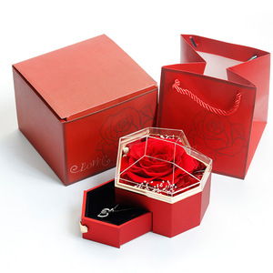 Caja de Joyería con Flores Eternas, Caja de Regalo en Forma de Corazón con Rosas Preservadas, para el Día de San Valentín, Día de la Madre, Navidad, Acción de Gracias - Product Image 2