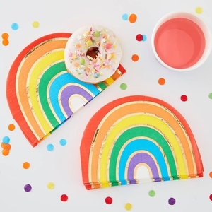 Vajilla Desechable de Papel para Fiestas Coloridas con Diseño de Arcoíris, Platos, Vasos y Servilletas para Decoración de Fiestas de Cumpleaños Infantiles - Product Image 6