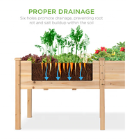 Grande jardinière double en bois avec pieds, lit de jardin surélevé en bois pour l'horticulture à la maison et les pots de fleurs et jardinières