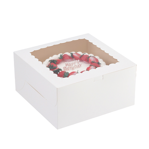 Cake <b>Boxes</b> 8*8*5 / 10*10*5 Inches White Square Bakery <b>Boxes</b> with Window Coated Paper Disposable for Cake Pastries for - Product Image 1