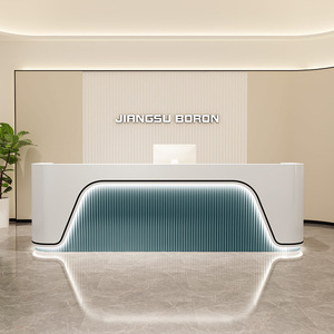 Muebles de Recepción Personalizados, Mostrador de Recepción de Madera Lacada, Mostrador de Recepción Personalizado <span class=keywords><strong>para</strong></span> Empresas - Product Image 1