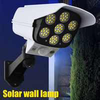 Caméra de sécurité factice à énergie solaire Dusk Dawn 2400mAh 12H 77LED Simulation de surveillance avec source de lumière LED 0 coût Maison Jardin