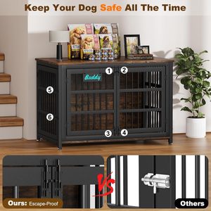 <strong>Dog</strong> Crate Furniture with Name Tag, Heavy Duty <strong>Dog</strong> <strong>Kennel</strong> Indoor for <strong>Large</strong> <strong>Dogs</strong>, Escape-Proof and Chew-Proof <strong>Dog</strong> Cage - Product Image 4