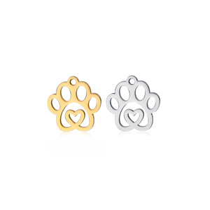 Gold Plated Stainless Steel <b>Cute</b> Animal Paw Charms Jewelry Supply for DIY <b>Bracelet</b> Necklace Unisex Gift Pendant - Product Image 2