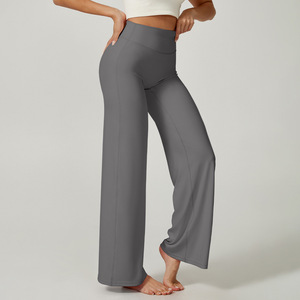 Leggings de sport à jambe droite, pantalon à jambe large, taille haute, pantalon de yoga en tissu doux pour femmes - Product Image 3