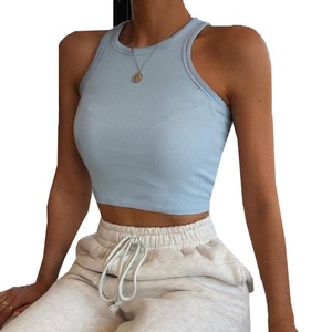 Débardeur sans manches en coton élasthanne uni décontracté pour femmes, personnalisé, pour le printemps et l'été - Product Image 4
