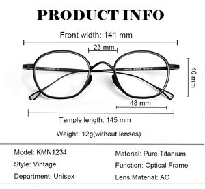 Kmn1234 monture de lunettes rétro en titane pur dix mille ans tortue diamant visage spécial couleur or montures de lunettes - Product Image 2