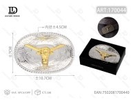 Cinturón de Cuero Vacuno con Hebilla Grande Plateada, Diseño de Toro en 3D, Estilo Occidental - Product Image 3