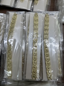 8mm15mm25mm Nugget Retro Gold Block Bracelet in 7\" 8\" 9\" Lengths 14k Gold Plated Alloy Fashion <strong>Bangle</strong> <strong>for</strong> <strong>Men</strong> and Women - Product Image 3