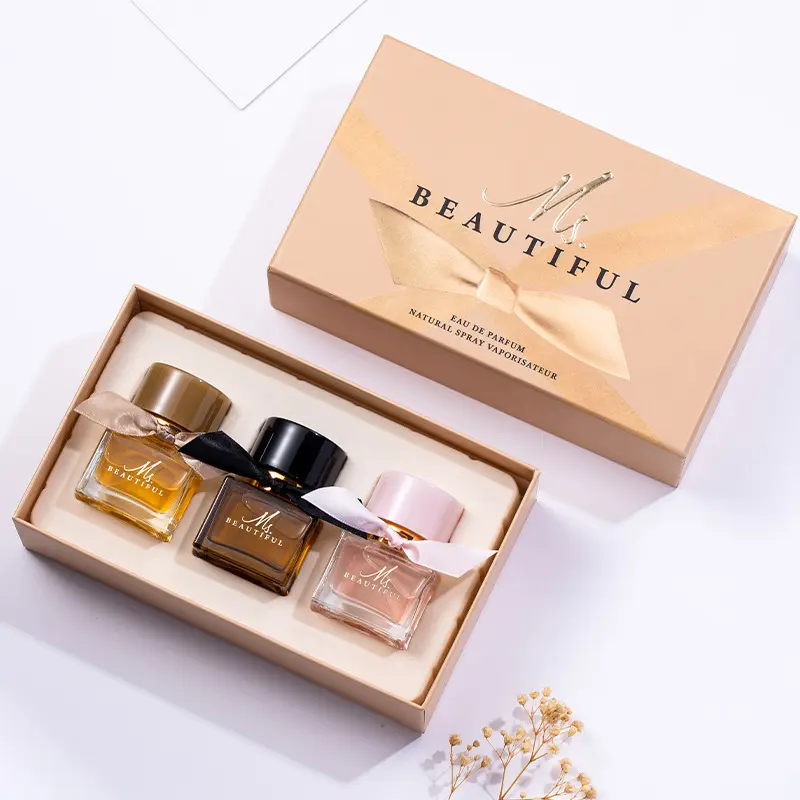 Custom black cardboard magnetic cosmetics essential oil set packaging box