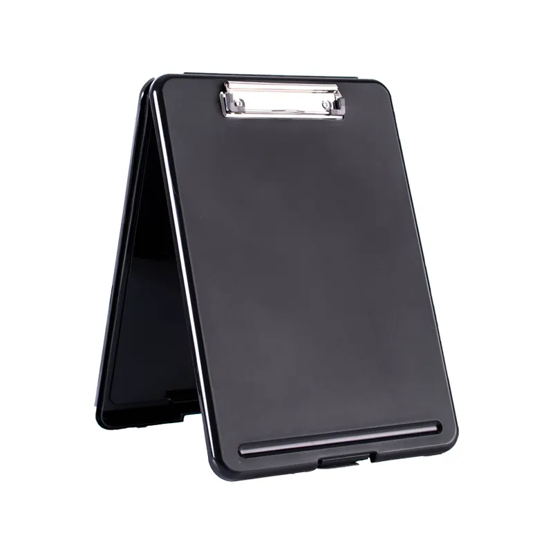 Customized A4 Durable Pp Best Selling Portable nurse Plastic black foldable clipboard medical with storage