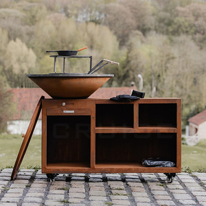 CRUISE Corten <b>Fire</b> Pit Homemade Charcoal Rottiserie Outdoor Camping Steel Modern Portable BBQ Safety Device WS-TB Ash Bucket Kit - Product Image 4