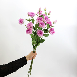 Flores Decorativas Artificiales Lisianthus <span class=keywords><strong>Eustoma</strong></span> de Tacto Real para Bodas y Hogar, 3 Cabezas, Color Blanco y Rosa, Flor de Campana China Artificial - Product Image 5