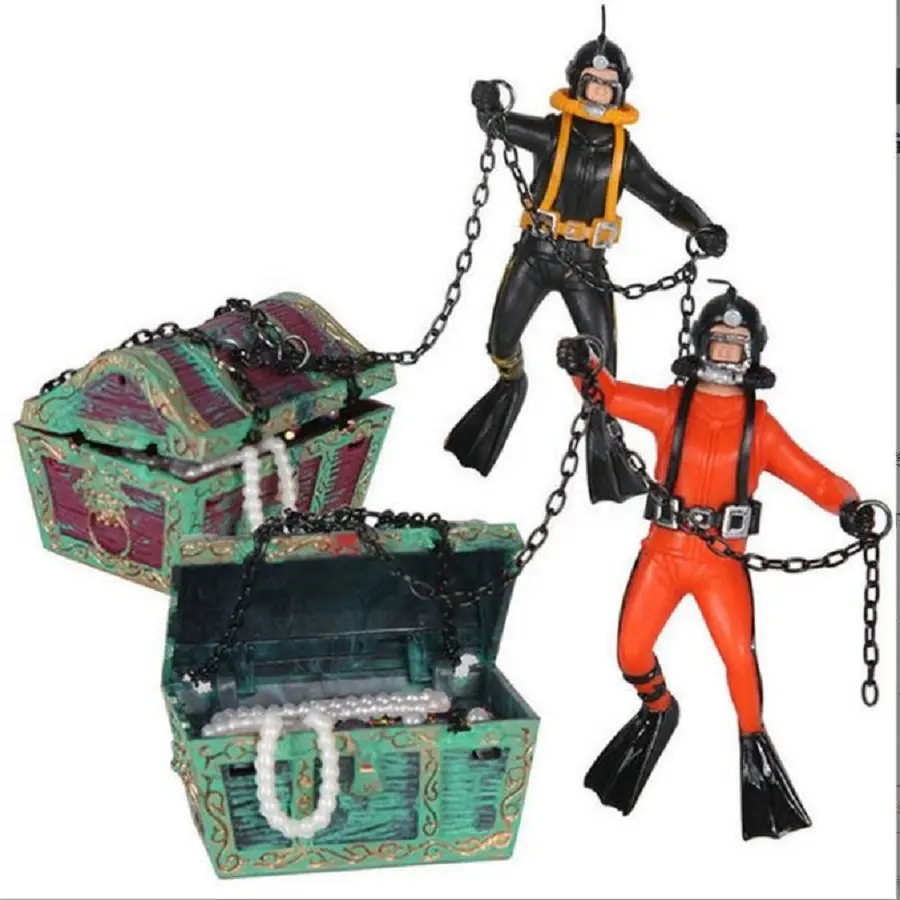 अमेरिकी Seahorse वायवीय खिलौने भूनिर्माण घर के गहने बॉक्स के लिए खजाना शिकार Frogman मछली टैंक मछलीघर सजावट