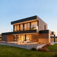 Villa préfabriquée à 2 étages, livraison rapide, solution tout-en-un, 3 chambres, structure en acier léger, villa modulaire préfabriquée, maison de luxe de style suisse