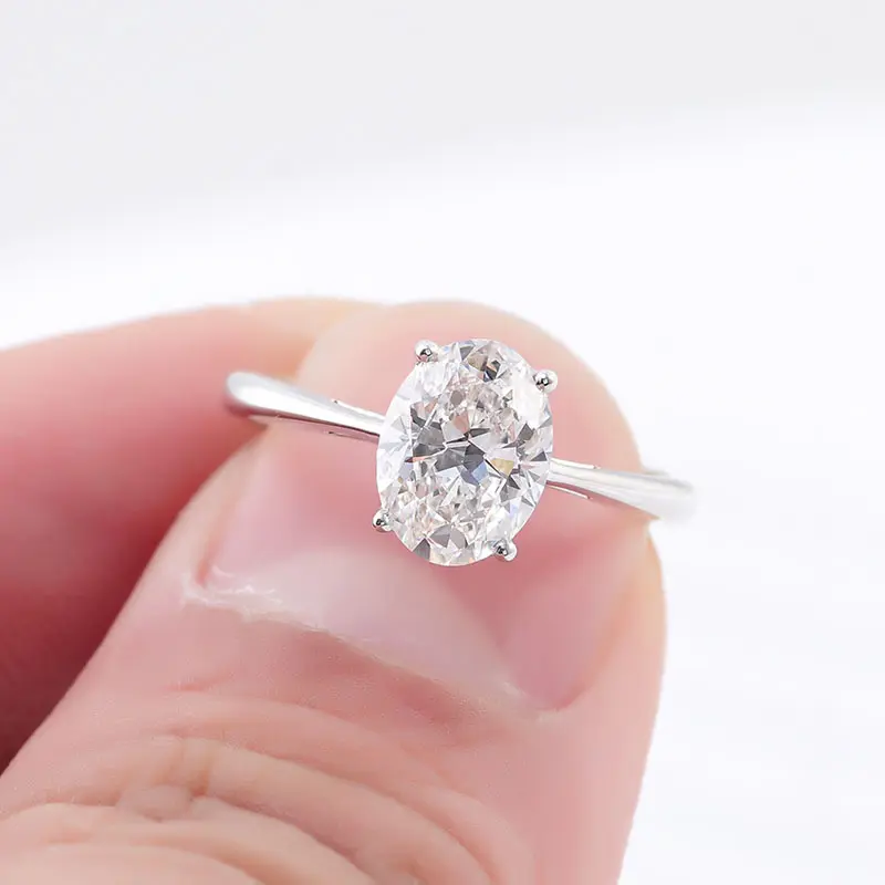Im Labor gewachsener Diamant-Verlobung sring im Oval schliff F-VS Ovaler Diamant-Ehering IGI-Zertifikat CVD-Schmuck 14K Weißgold 1,5 Karat