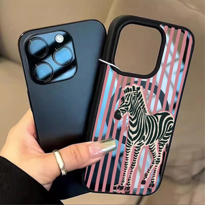 Custodia per telefono: Custodia magnetica antiurto con sfondo a righe rosa e zebra, compatibile con <span class=keywords><strong>iPhone</strong></span> 17 16 15 14 13 12 11 Pro Max - Product Image 6
