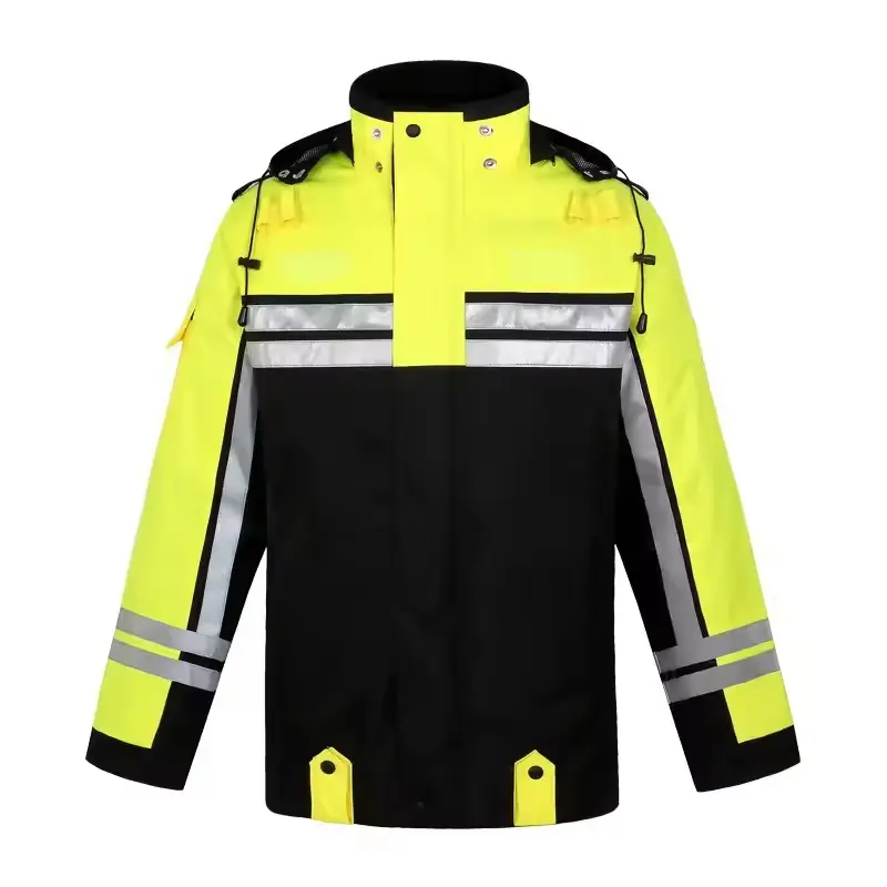 HCSF Reflective Rain Jacket Waterproof Hi Vis safety jackets summer cotton Heavy Duty Class II High Visibility Trench Coat