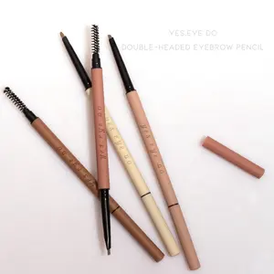 OEM eye brow pencil custom slim sottile eyeliner marrone marrone beige pacchetto di penne per sopracciglia in legno con gel per sopracciglia