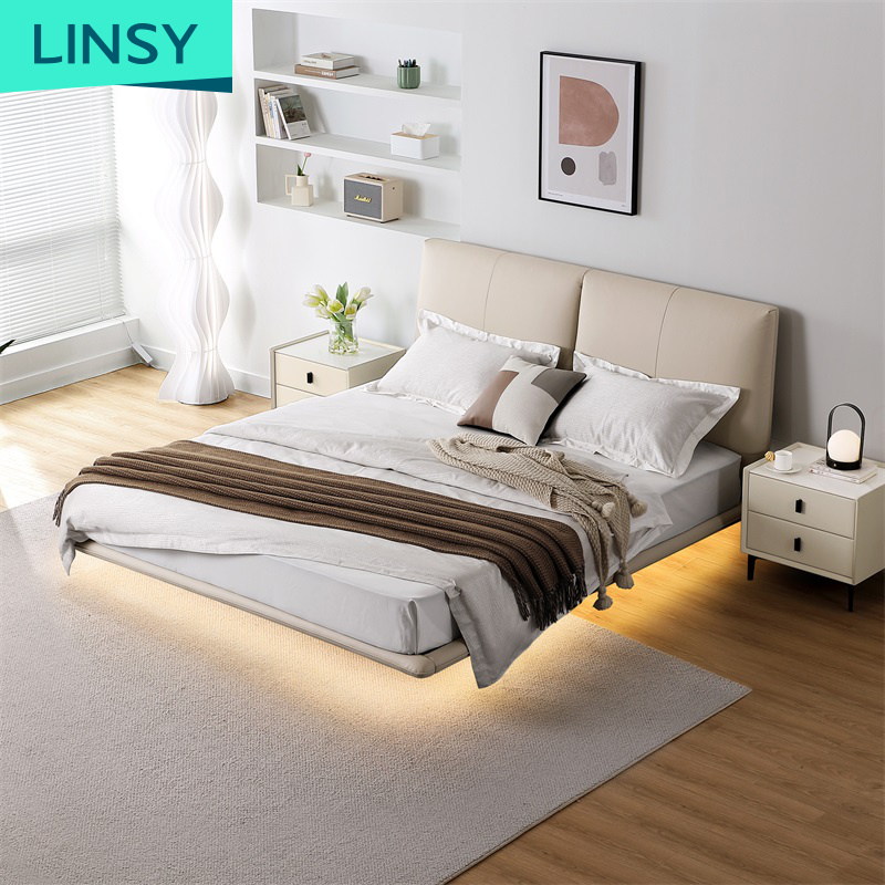 Modern Couple Bed Luxury Design with Storage LED