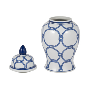 Vaso Decorativo in Ceramica con Motivo Blu per Soggiorno, Camera da Letto, Ufficio, Centrotavola, Arredamento Moderno per la Casa - Product Image 3