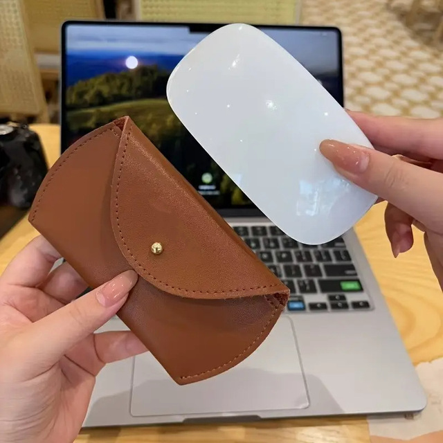 Portable PU Leather Mouse Pouch Anti Scratch Protective Cover Storage Bag Universal Glasses Pouch Soft Mouse Sleeve