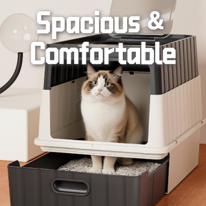 घरेलू उपयोग के लिए ओएम की आपूर्ति के लिए आसान आयताकार संलग्न विस्तृत स्पष्ट खिड़की प्लास्टिक बिल्ली कूड़े बॉक्स - Product Image 6