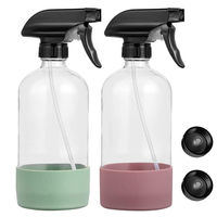 Vaporisateur à gâchette en verre transparent personnalisé 8oz 16oz vaporisateur d'ambiance à brume fine avec manchon sérigraphie Surface emballée en carton