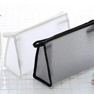 Portable Mesh <b>Toiletry</b> Bag Rectangle Waterproof Transparent Travel Cosmetic <b>Storage</b> Bag Black And White - Product Image 1